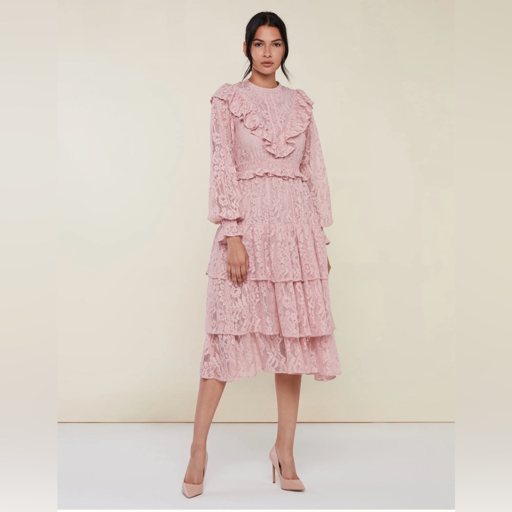 Rachel Parcell Long Sleeve Ruffle Midi Dress